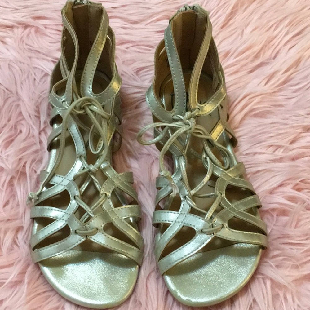 Metallic lace-up sandals size 6M like new